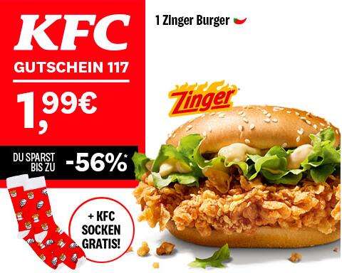1 Zinger Burger für nur 1,99€ + KFC Socken Gratis