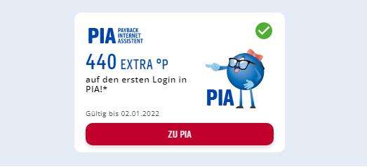 [PAYBACK] 440 Extra Punkte für erstmaliges Einloggen in der PIA-Erweiterung im Browser (ggf. personalisiert)