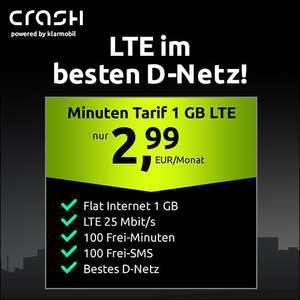 [Vodafone Netz] 2GB LTE Crash Tarif mit je 100 Freiminuten/SMS inkl. VoLTE / WLAN Call / eSIM für 2,91€/M