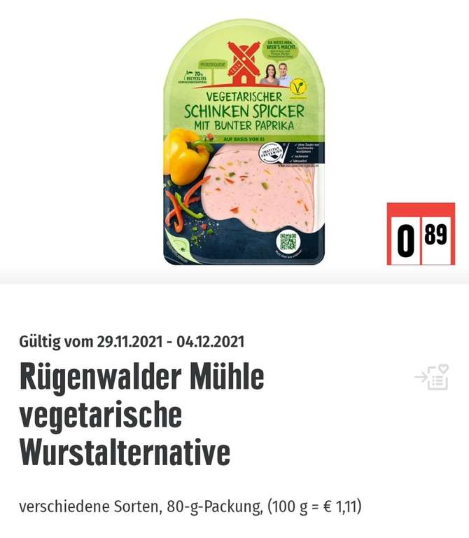 Edeka: Rügenwalder Mühle Vegetarische Wurstalternative / verschiedene Sorten