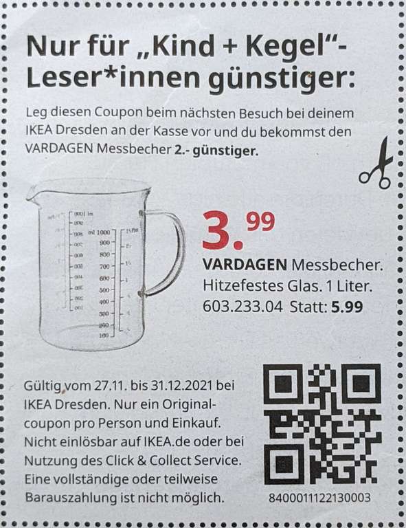 [IKEA Dresden] [lokal] VARDAGEN Messbecher (mit Gutschein)