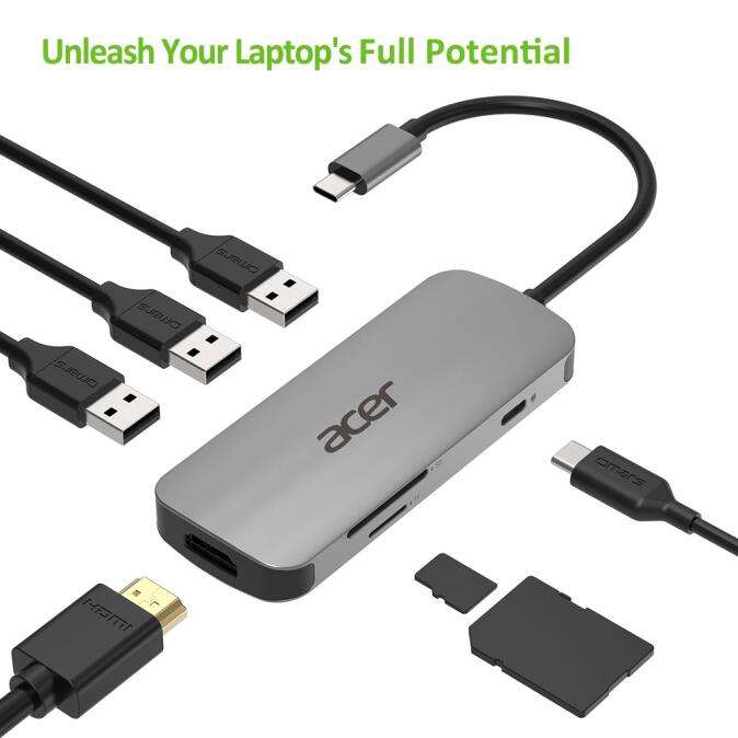 Acer Multi-Port Adapter USB Type-C 7 in 1 | 100 Watt Type-C Stromleistung (HP.DSCAB.008)