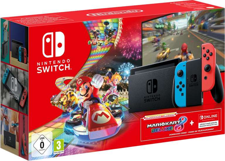 Nintendo Switch V2 Neon-Rot/Neon-Blau Bundle inkl. Mario Kart 8: Deluxe + 3 Monate Nintendo Online