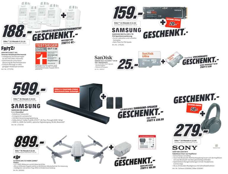 AVM FRITZ!DECT 301 5er Set für 178€ | Samsung SSD 980 PRO 1TB SSD + 20€ Coupon für 149€ | Sony WH-1000XM4 + 50€ Coupon für 269€ | u.a.