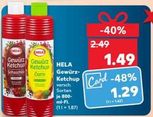 [Kaufland] Hela Gewürz-Ketchup versch. Sorten 800 ml für 1,29€ mit Kaufland-Card [ab 09.12.21]