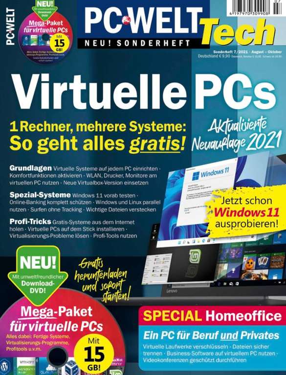 Virtuelle PCs - PC WELT Sonderheft 7/2021 (100 Seiten) als kostenloses PDF downloaden + dazugehörige Software