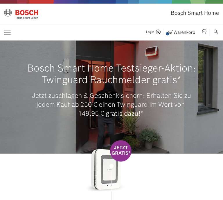 Kostenloser Twinguard von Bosch bei Einkauf von mindestens 250€ (Smart Home Serie)