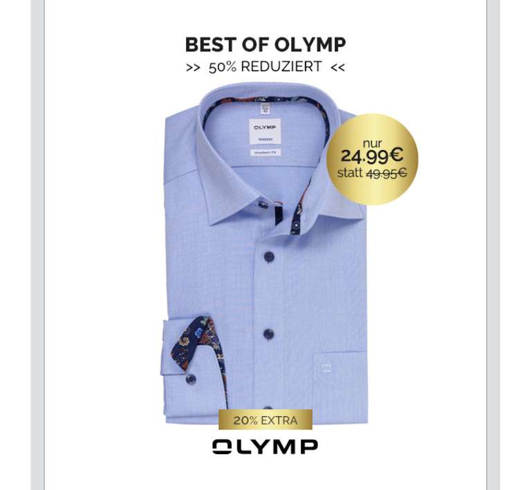 Olymp Hemden zusätzlich 20% Rabatt