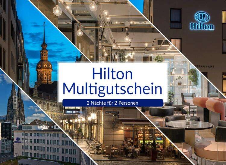 2 Nächte Hilton Hotelgutschein für 2 Personen inkl. Frühstück / z.B. London, Dresden, München, Köln / Gutschein 3 Jahre gültig