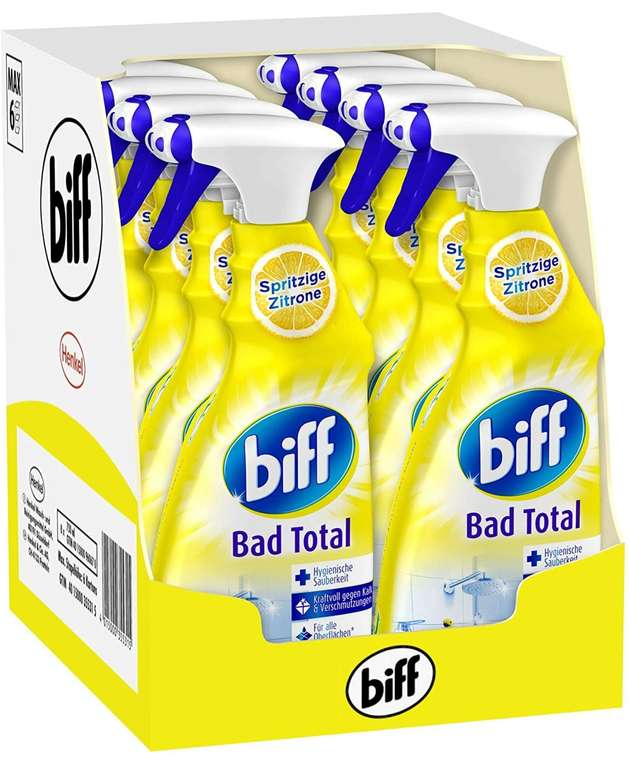 Biff Bad Total Spritzige Zitrone, Badreiniger, 8 x 750 ml (Prime Sparabo, personalisiert)