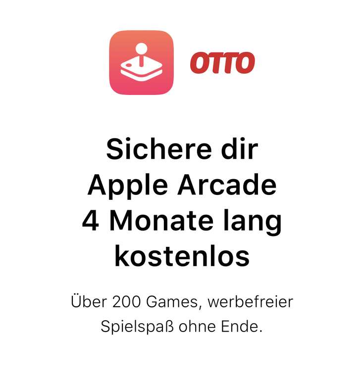 Apple Arcade 4 bzw. 3 Monate über Otto kostenfrei nutzen