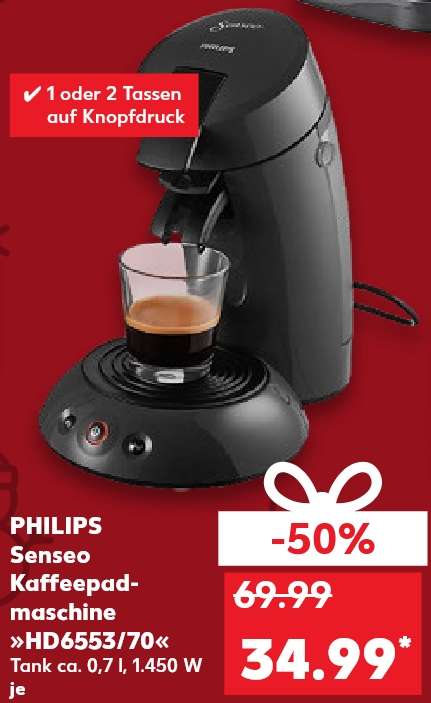Kaufland PHILIPS Senseo Kaffeepadmaschine HD6553/70
