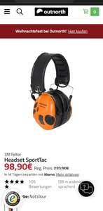 3M Peltor SportTac aktiver Gehörschutz mit Faltbügel, grün/orange