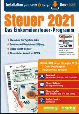 [Aldi Süd/Nord] Steuer 2021 CD-ROM (entspricht t@x 2022, nur ohne Fahrtenbuch) + Gewerbe-/Umsatzsteuer