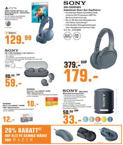 SONY WH-1000XM3 NC Kopfhörer für 169€ | Sony WF-C500 In-Ear Kopfhörer USB-C für 59€ | SONY PULSE 3D Headset + Battlefield 2042 für 119,99€