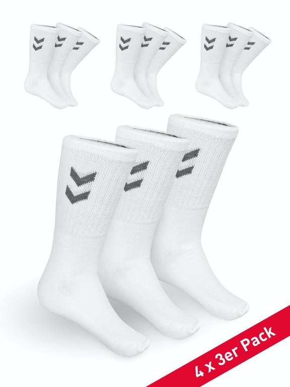 Hummel Sportsocken in weiß im 12er Pack (Gr. 36 - 40 und 41 - 45)