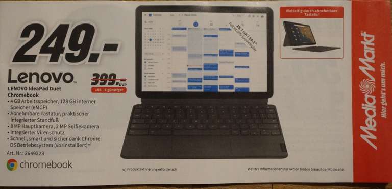 [Media Markt] Gutscheinheft: PC / Notebook / Laptop / Tablet Lenovo IdeaPad Duet Chromebook 02.01.-16.01.2022