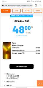 LTE All 4 + 2 GB + Apple iPhone 13 Pro Max 128GB