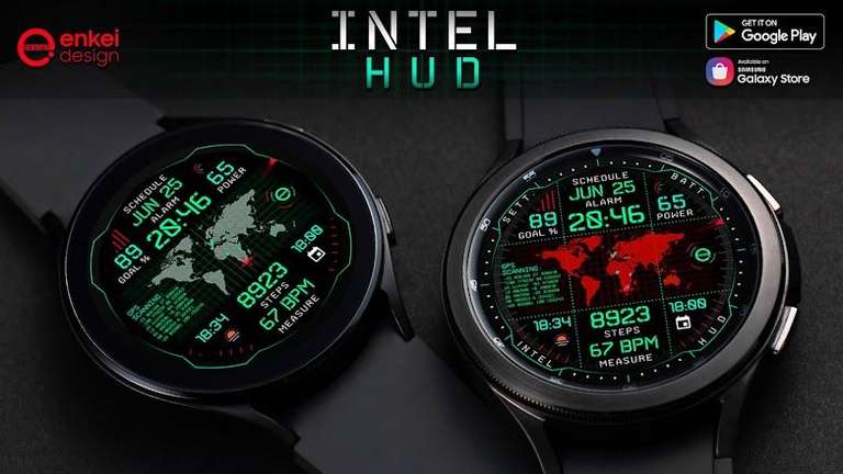 [google play store] INTEL HUD animated watch face (Wear OS)
