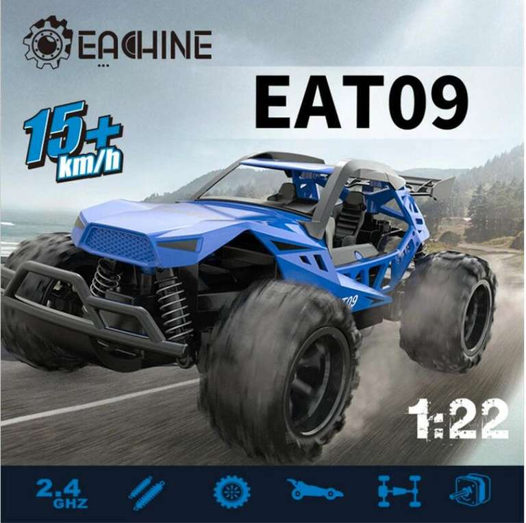 Eachine EAT09 1/22 2.4G ferngesteuertes Autospielzeug mit 3 Batterien ( High Speed 15-20 kmh, All Terrains, 50+ Min. Spielzeit, RC Fahrzeug)