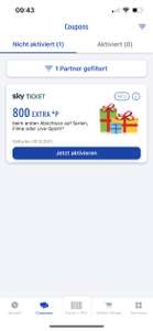 Payback App 800 Extra Punkte für Sky Ticket (eff. mit 2,51€ Gewinn für Neukunden; personalisiert)