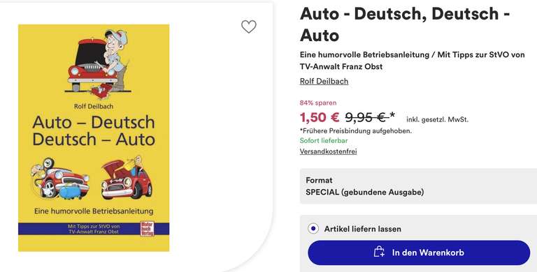 Auto - Deutsch / Deutsch - Auto: Eine humorvolle Betriebsanleitung für das „Heilix Blechle“ // thalia.de // SALE