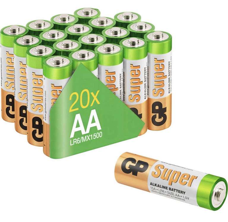 Otto up: 20x GP Batteries Super Alkaline AA Batterie, LR6, 1,5 V,
