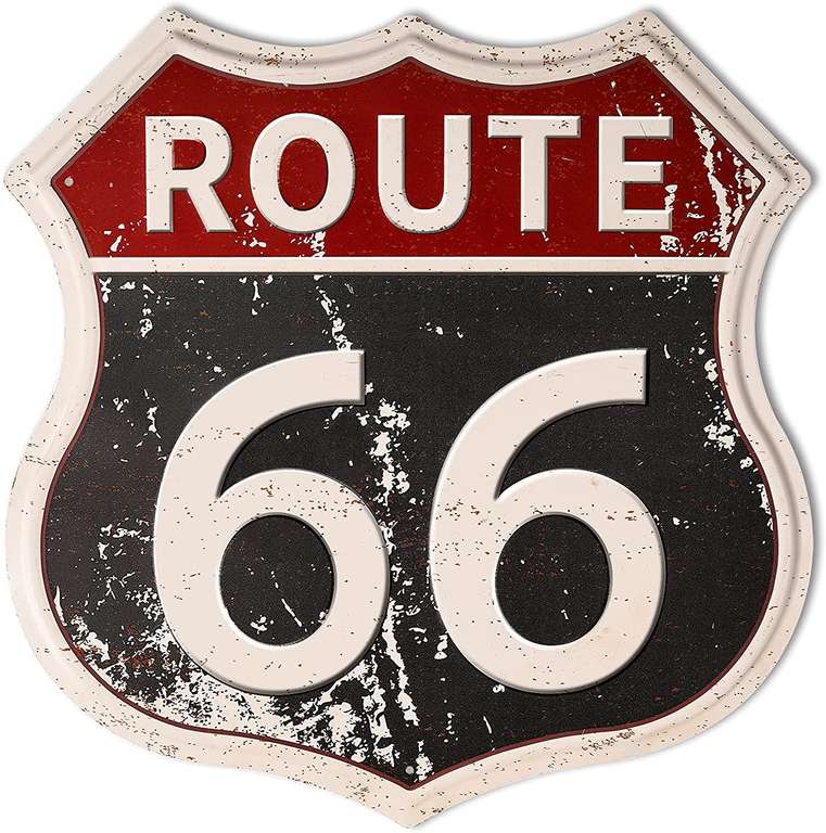 Verschiedene Retro-Blechschilder, z.B. "Route 66" für 2,99 Euro [Norma]