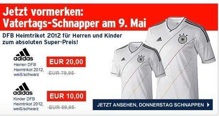 DFB Trikot 2012 weiß, Herrengröße für 20 Euro, Kindergröße für 10 Euro, nur am 09.05. bei Karstadt.de