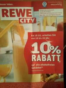 10% Rabatt auf alle alkoholfreien Getränke bei Rewe City nur heute von 18-22 Uhr