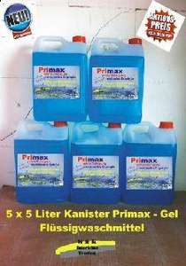 5 x 5 Liter Kanister Primax Flüssigwaschmittel Waschpulver Powergel