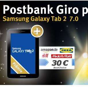 Web.de Club oder GMX + Postbank: Postbank Giro Plus + Galaxy Tab 2 7.0 + 30€ Gutschein