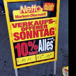 [Lokal Aachen] 06.10.13 10% auf alles Netto Verkaufsoffene Sonntag