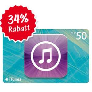 [Schweiz online] Apple - iTunes Karten - 50 CHF für 33 CHF - 34% Rabatt !!!