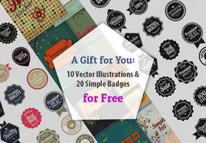 [InkyDeals.com] - 10 Vector Illustrations & 20 Simple Vector Badges