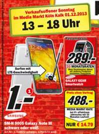 [Köln] Samsung Galaxy Note 3 für 488€ - 100€ = 388€ nur am 1.12.