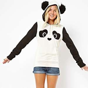 Coole & süße Baumwolle Sweatshirt mit Kapuze in Figur von Panda