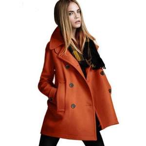 Damen Wolle Mantel Jacke schwarz/orange, S-XXL - 29,49€
