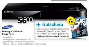 Conrad Filiale: Samsung BD F5500 3D BluRay Player + BluRay Fast and the Furious 1-6 (Eintauschwert ca. 24€) 