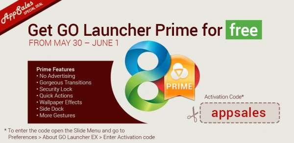 [GooglePlay] Go Launcher Prime kostenlos über promo code