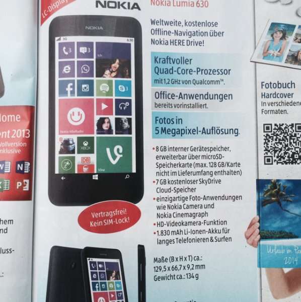 [Lokal] Nokia Lumia 630 bei Aldi Süd ab 28.8. für 109,-€