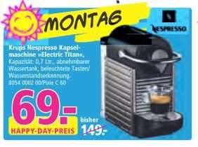[Lokal Münster, nur am 8.9.] Krups Nespresso Pixie XN 3005 Electric Titan für 69€ (Idealo: 89,95€)