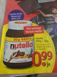 Offline Lokal Nutella 450g+50g (500g) 0,99€ ( 1,98€ / kg) - trendpoint Möbel Borst Ehingen bis 05.11.