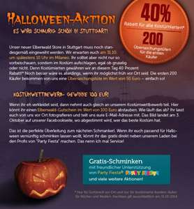 Halloween-Aktion in Stuttgart: 40 %, 200 Geschenke + Kostümwettbewerb am 31.10 im Stuttgarter Elbenwald Store im Milaneo 