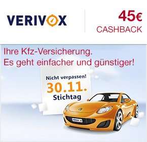 [Qipu] Verivox ( ehemals Transparo) : KFZ Vergleichsrechner ( inkl. HUK24 ) mit 45€ Cashback