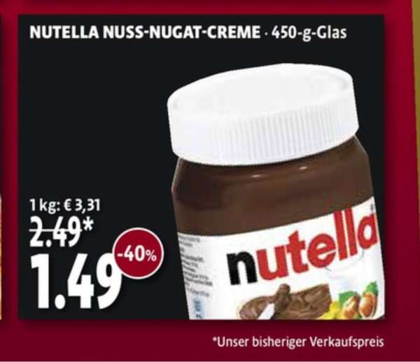 Tengelmann - Nutella 450g für 1,49€