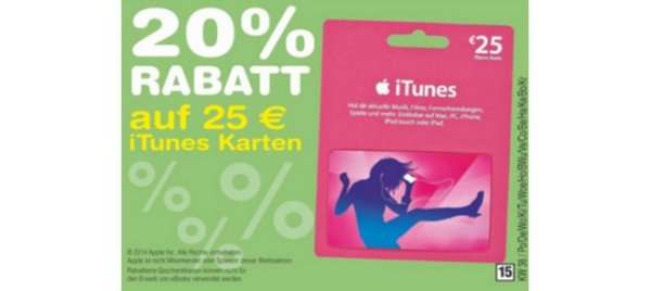 20% Rabatt auf iTunes Karten @ Rewe