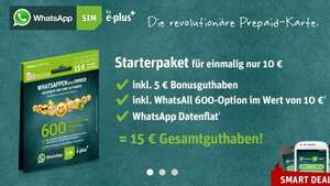 WhatsApp SIM mit 15 € GuthabenWhatsApp SIM mit 15 € Guthaben für 7,50 € – auch ohne Guthaben WhatsApp gratis nutzen