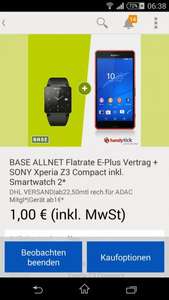 Sony Xperia Z3 Compact + Sony Smartwatch 2, Base All In, 30€ mtl.