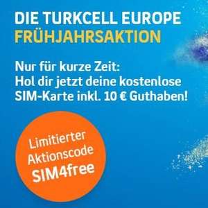 Turkcell Freikarte mit 10€ Guthaben* ( 7,50 € sofort + 2,50 € nach Aufladung)